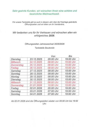 Öffnungszeiten Weihnachten 25-26 Öffnungszeiten Weihnachten 25-26